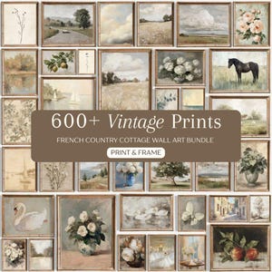 600+ French Country Gallery Wall Art Set - Vintage Farmhouse Print Bundle, European Countryside Decor