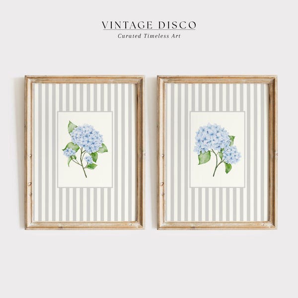 Láminas de hortensias: Decoración de cabaña costera inspirada en Nancy Meyers (Descarga digital)