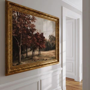 Rustic Fall Apple Orchard Print - Vintage Autumn Landscape, Moody French Country Farmhouse Printable