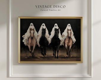 Vintage Ghost Rider Print - Spooky Western Halloween Painting, Whimsigoth Farmhouse Gothic Fall Printable