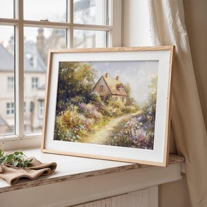 Printable Cottage Garden Wall Art, Spring Landscape Painting, Cottagecore Wall Art, Farmhouse Print, Digital Download Nancy Meyers Aesthetic