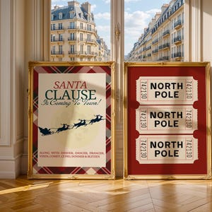 Retro Christmas Art Prints: North Pole Admit One, Santa Claus (Digital Download)