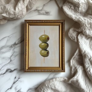 Vintage Olive Painting, Dirty Martini Olives Print, Bar Cart Art Print, Martini Olive Art, Vintage Retro Kitchen Art, French Country Kitchen