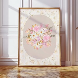 Vintage Floral Wall Print, Cottagecore Decor, Light Academia Printable Wall Art, Coquette Wall Art, Preppy Wall Art, Nursery & Kitchen Art