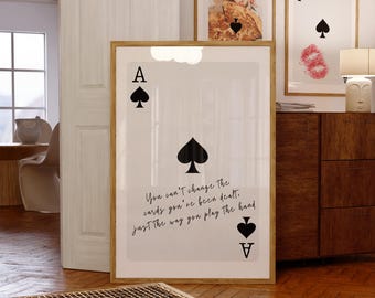 Preppy Dorm Room Print - Ace of Spades Print, Funky Wall Art, Bar Cart Decor, Trendy Room Decor, Girly Wall Art, Downloadable Art