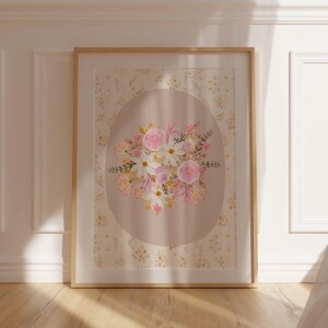 Vintage Floral Wall Print, Cottagecore Decor, Light Academia Printable Wall Art, Coquette Wall Art, Preppy Wall Art, Nursery & Kitchen Art