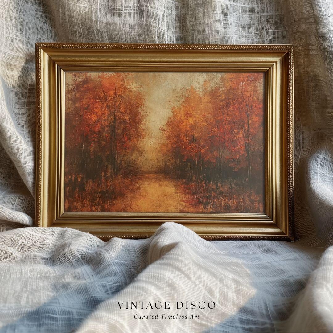 Vintage Fall Forest Print: Rustic Farmhouse Landscape (printable ...