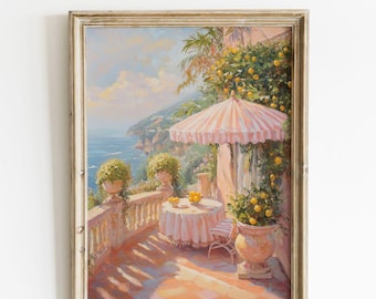 Lámina de limonero de la Costa Amalfitana: Vista de un balcón en verano italiano (Descarga digital)