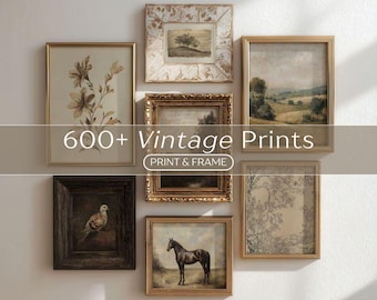 600+ vintage humeurige galerij muurafdrukken - Dark Academia Rustic Home Decor, Grounding Art Bundle
