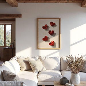Valentines Love Heart Painting - Romantic Girls Y2K Apartment Print, Chic Galentines Party Decor
