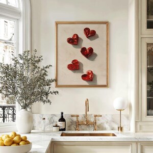 Valentines Love Heart Painting - Romantic Girls Y2K Apartment Print, Chic Galentines Party Decor