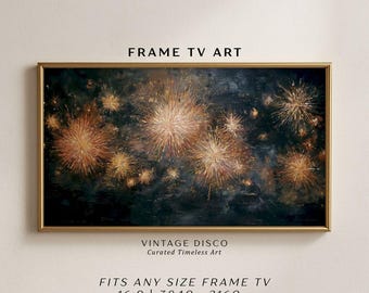 Moody Fireworks NYE Frame TV Art Painting - Festive New Years Party Winter Television Artwork