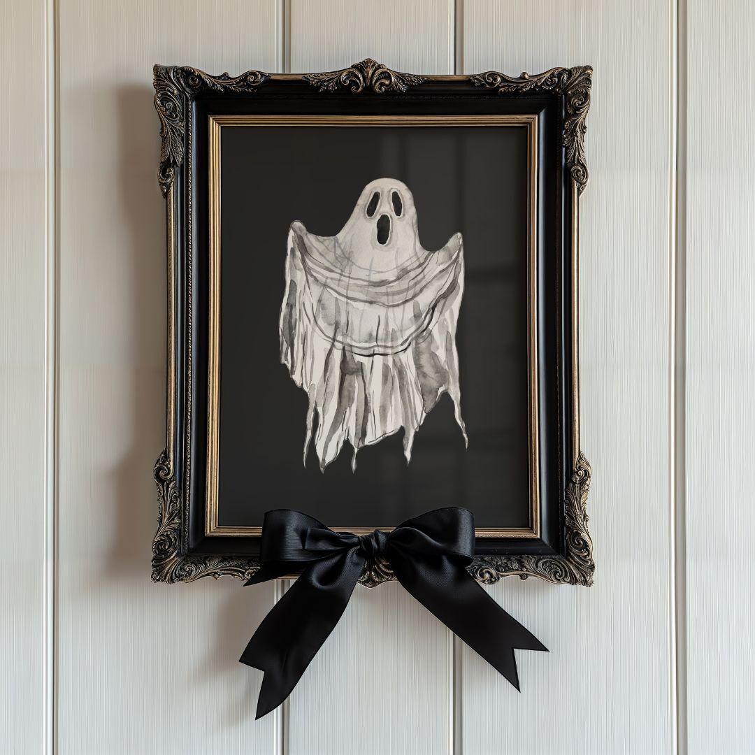 Retro Halloween Ghost Print: Vintage Spooky Gothic Wall Art (printable ...