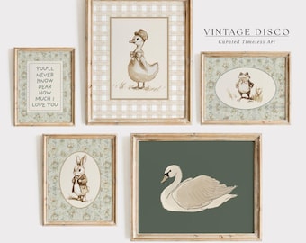 Vintage Storybook Nursery Gallery Wall Art Set: Woodland Animals (Digital Download)