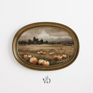 Dark Moody Pumpkin Patch Landscape Fall Printable - Rustic Cottagecore Farmhouse Academia Autumn Decor