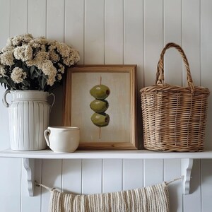 Vintage Dirty Martini Olives Painting - Retro Bar Cart Art Print, French Country Kitchen Printable