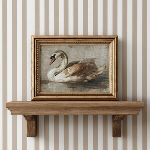 Vintage Swan Print -  Rustic French Country Fall Farmhouse Printable, Cottagecore Autumn Classic Bird Art