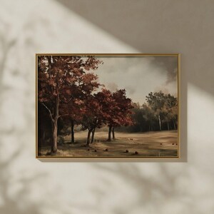Rustic Fall Apple Orchard Print - Vintage Autumn Landscape, Moody French Country Farmhouse Printable