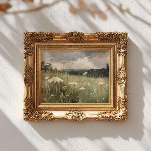 Wildflower Meadow Print - Vintage Countryside Landscape Art, Queen Anne's Lace Painting, Nancy Meyers Decor