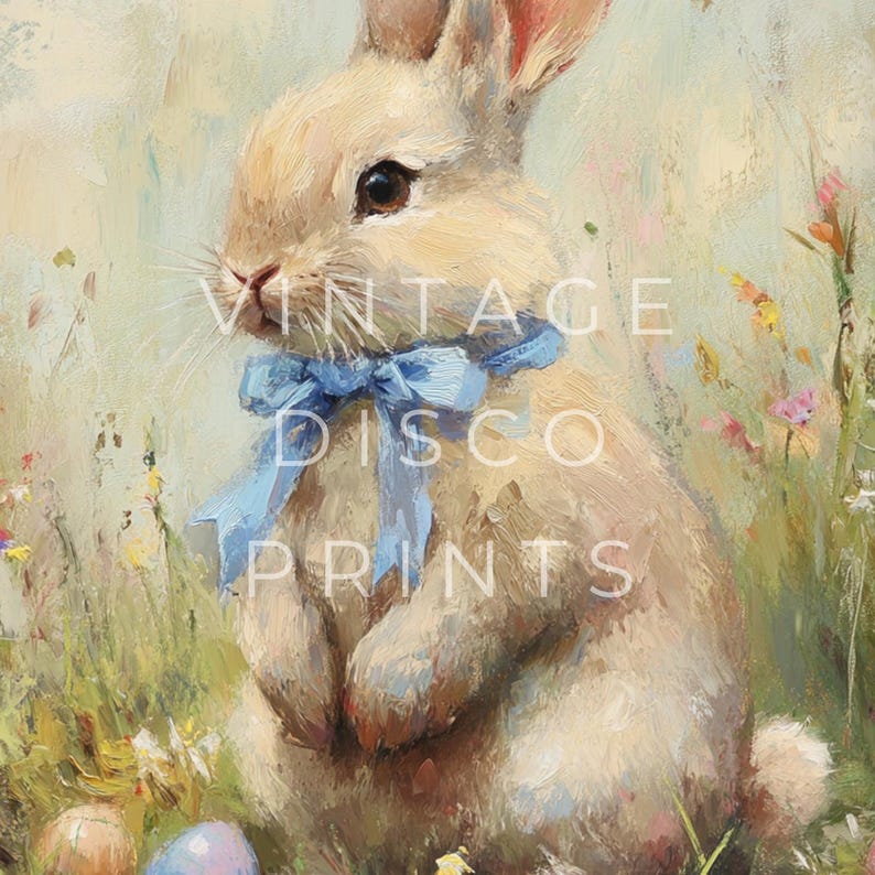 Vintage Easter Bunny Painting, Cottagecore Easter Painting, Light Academia Wall Art,  Printable Cute Rabbit, Neutral Spring Easter Decor