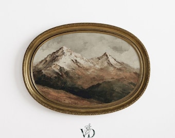 Vintage Fall Mountain Landscape - Rustic Light Moody Autumn & Winter Farmhouse Decor, Cottagecore Cabin Decor