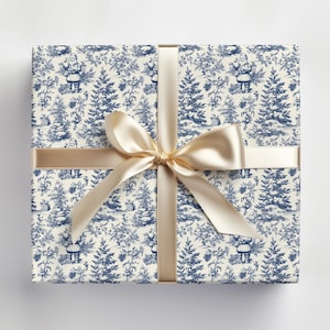 Carta da regalo vintage natalizia, carta da regalo natalizia vintage blu di Babbo Natale, elegante rotolo di carta da regalo natalizia nostalgica