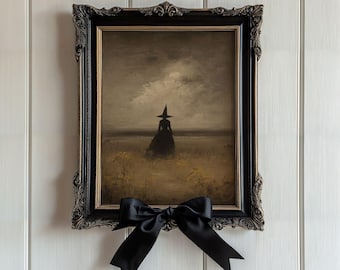Vintage Witch Halloween Print - Gothic Spooky Fall Printable, Dark Academia Witchy Haunted House Decor