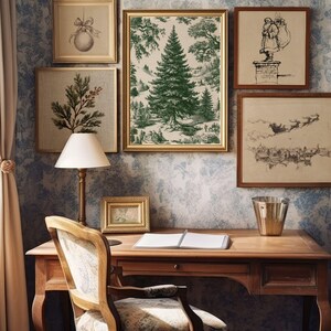 Heritage Christmas Print Set of 11 - Vintage Traditional Holiday Decor Bundle, Neutral Equestrian Winter