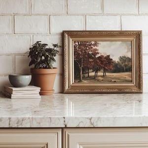 Rustic Fall Apple Orchard Print - Vintage Autumn Landscape, Moody French Country Farmhouse Printable