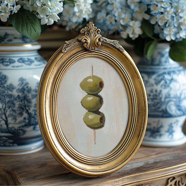 Vintage Olive Painting, Dirty Martini Olives Print, Bar Cart Art Print, Martini Olive Art, Vintage Retro Kitchen Art, French Country Kitchen