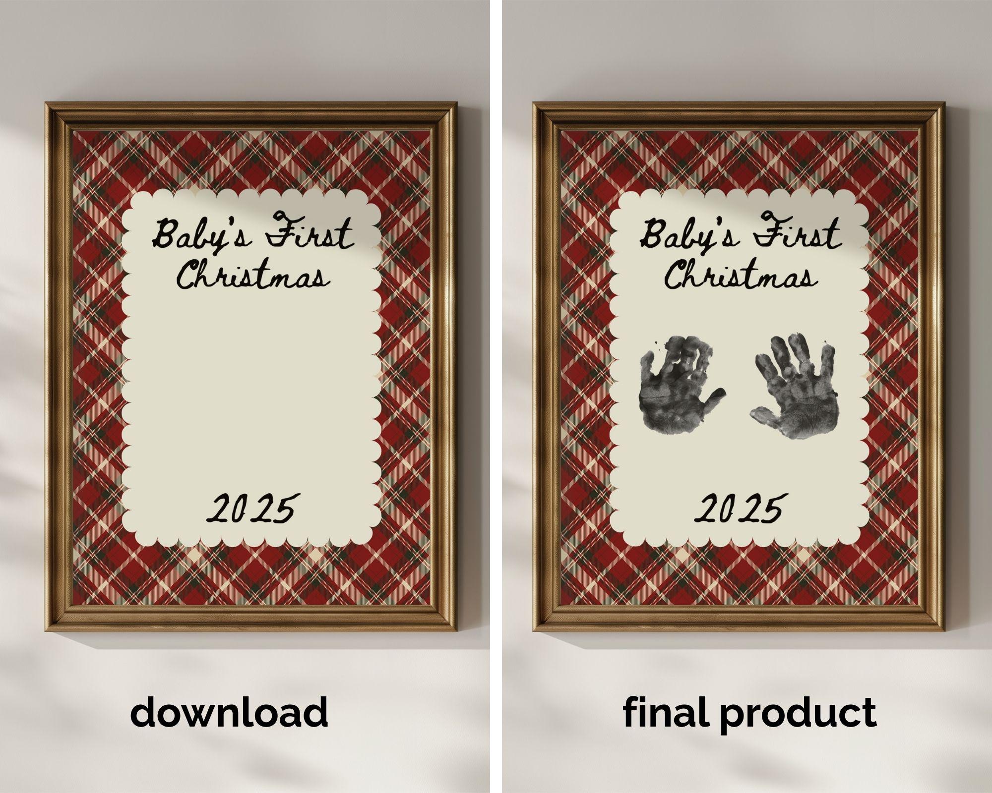 Baby's First Christmas Hand & Foot Print Keepsake - Printable Holiday ...