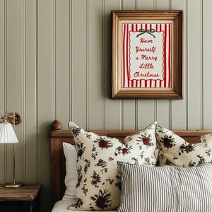 Retro Merry Christmas Print - Vintage Grandmillenial Holiday Art, Printable Holiday Hosting Decor, Preppy Poster