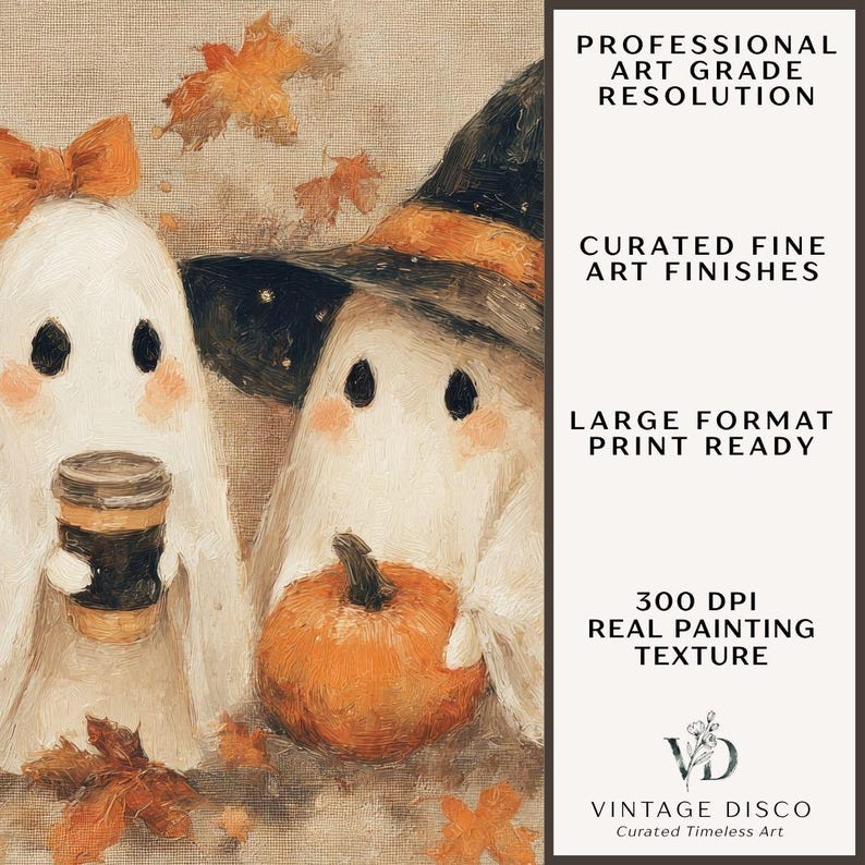 Cottagecore Ghost Coffee Halloween Print - Kitschy Autumn Kitchen Printable, Spooky Season Party Decor image 4