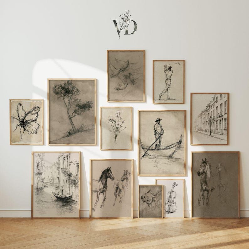 200+ Minimalist Sketch Art Prints - Neutral Gallery Wall Printables, Line Drawing Bundle, Scandinavian Decor