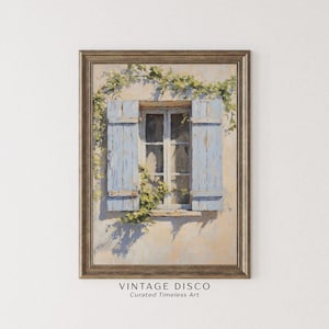 French Country Shutter Window Print - Vintage Mediterranean Kitchen Decor, Cottage Farmhouse Spring Print