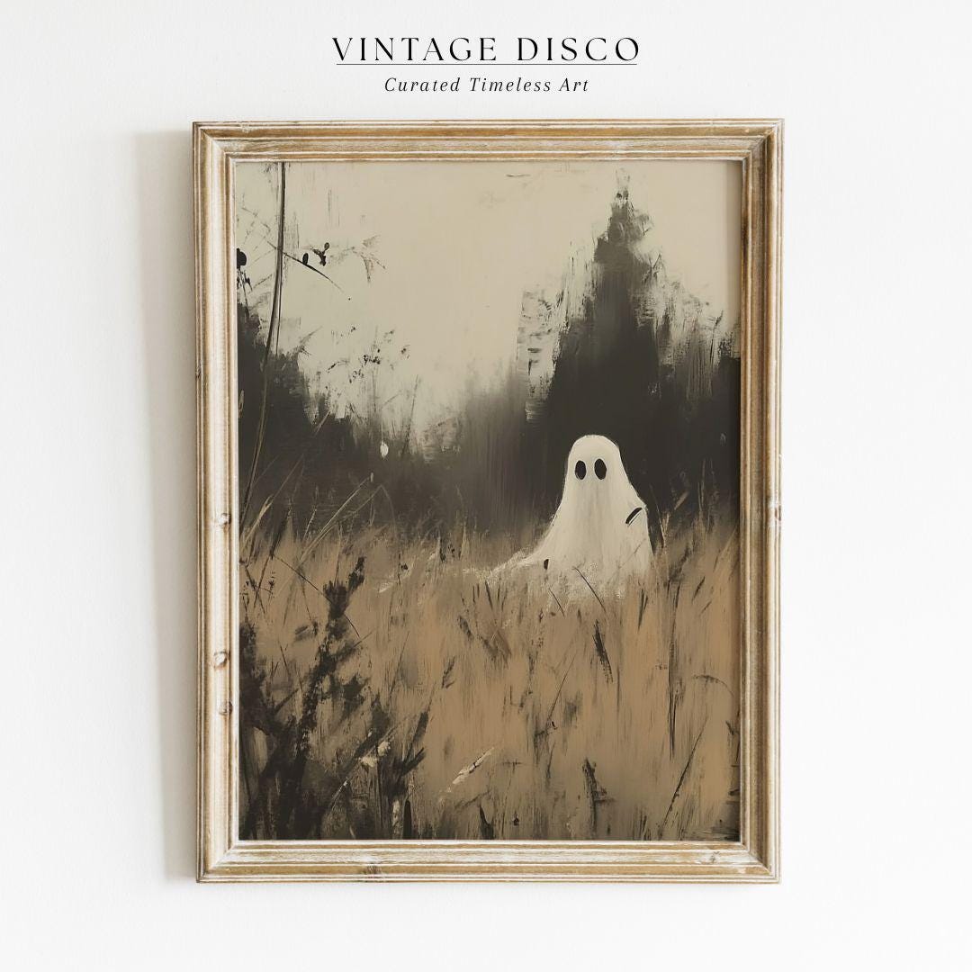 Moody Ghost Print: Spooky Farmhouse Halloween Wall Art (digital ...