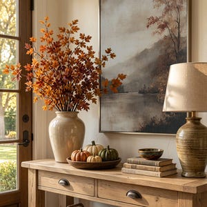 Vintage Autumn Lake Landscape - Printable Fall Wall Art, Muted Rustic Farmhouse Decor