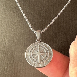 North Star Necklace, Men&#39;s Compass Pendant, Men&#39;s Personalised Necklace,Personalized Necklace,Custom Necklace For Men,Fathers Christmas Gift