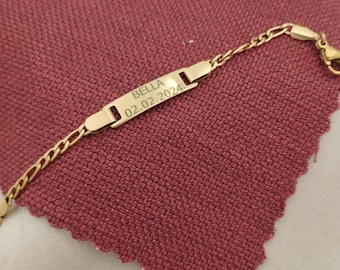 Armband babynaam: hypoallergene gouden ketting, anti-aanslag, figaro, stoeprandstijl kerst, verjaardagscadeaus, sieraden, valentijnsdagcadeaus