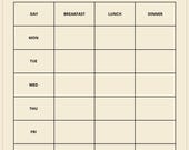 Meal Planner Printable PDF | Weekly Meal Plan Grocery List Recipe Card Nutrition Tracker | Minimalist Beige | Instant Download A4