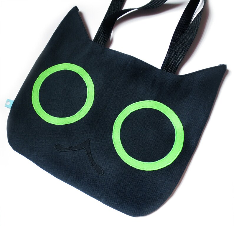 Cat Handbag Halloween Tote Bag Cat Shopping Cat Black Cat Tote Bag Black Cat Bag Trick or Treat Bag Halloween Cat