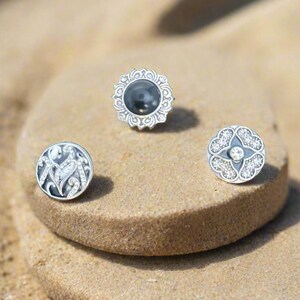 Heart of Black Crystal Rhinestone Snap Button Jewelry Set of 3