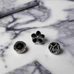 Black Crystal Rhinestone Set #4 18mm Snap Button Jewelry Set of 3