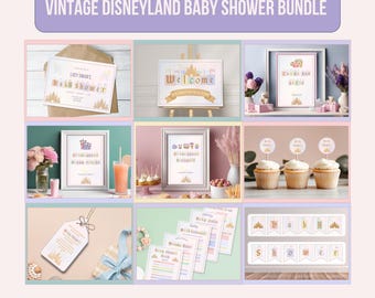 Disneyland Baby Shower Decor Bundle, Vintage Sign Design (Digital Download)