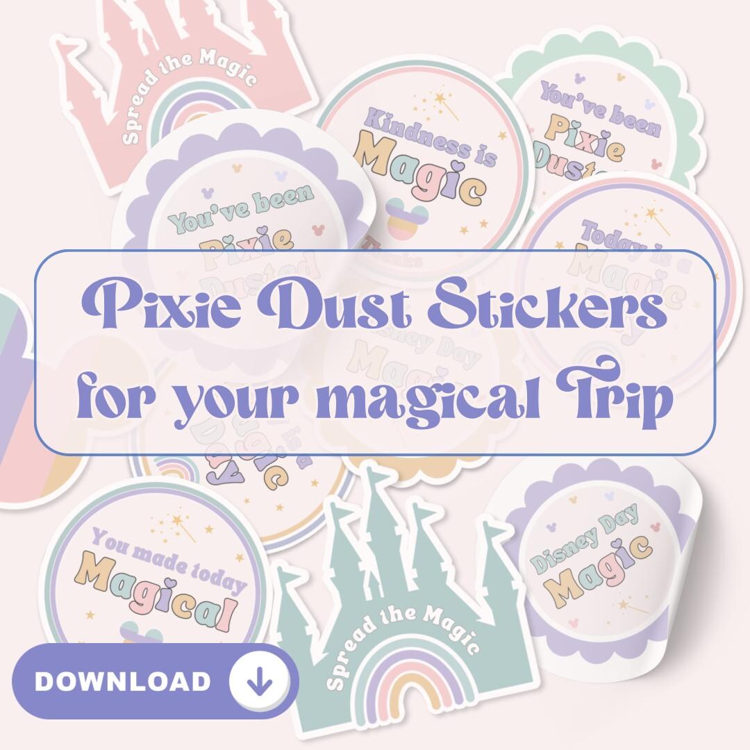 Pixie Dust Sticker Examples Pastel Pixie Dust Stickers Printable, Disney Trip Surprise Stickers ...