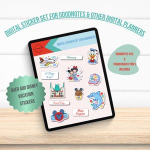 Disney Vacation Digital Planner Stickers, 400 Plus GoodNotes Stickers, PNG Travel Icons, Theme Park Planning, Penly, Onenotes, Notability