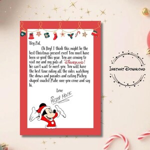 Disneyland Trip Letter, Magical Christmas Reveal, Digital Download, Holiday Surprise Announcement, Christmas Surprise, Vacation