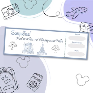 DLP Trip Ticket, Magical Reveal, Digital Download, Holiday Surprise Announcement, Disneyland Paris Trip, Vacation Reveal Ticket