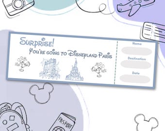 Boleto de viaje DLP, Revelación mágica, Descarga digital, Anuncio sorpresa navideña, Viaje a Disneyland París, Boleto de revelación de vacaciones