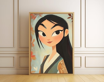 Mulan Art Print, Fairytale Storybook Princess Wall Decor